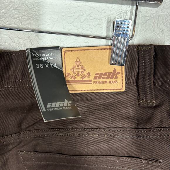 NEW! Ask Jeans Casual Straight Let Brown - 36x14 - Picture 5 of 5